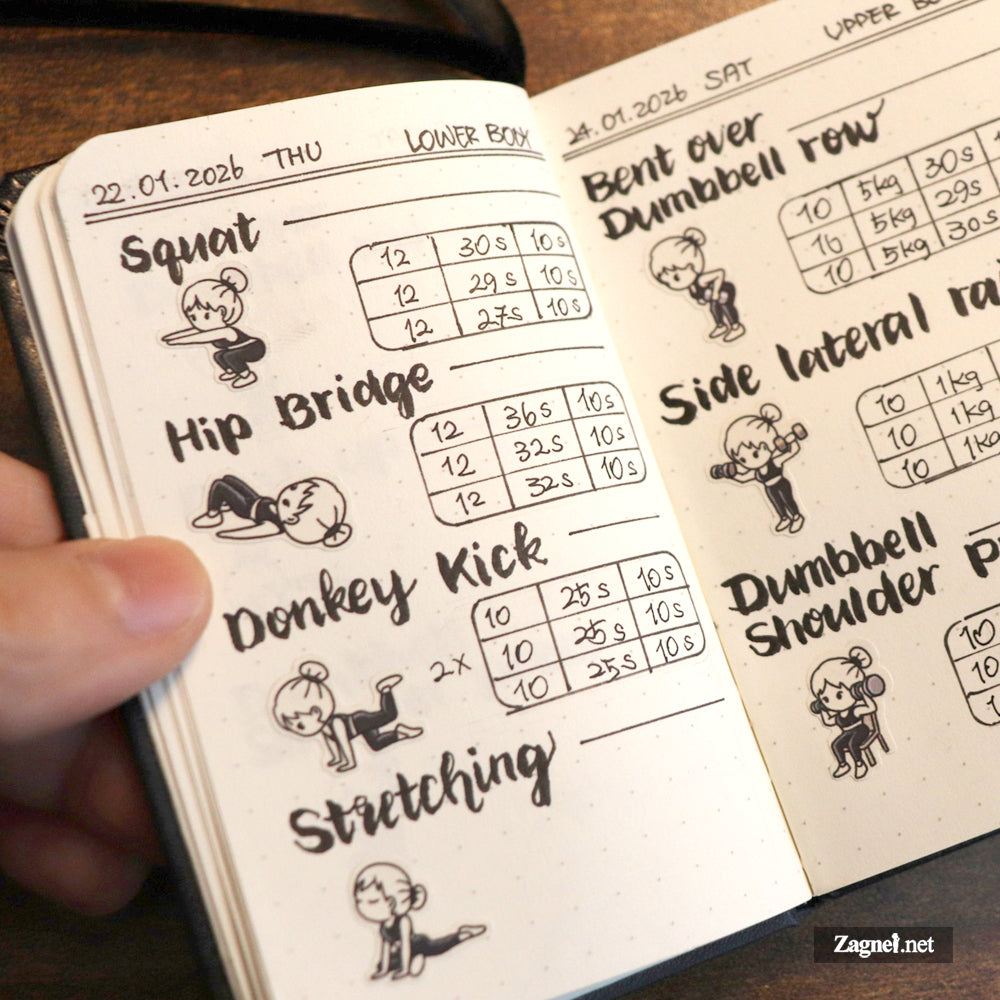 Core Workout Stickers for fitness journal