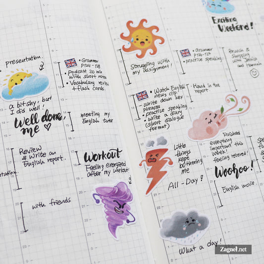 Emotiweather – Weather & Mood Sticker Sheet for Journals & Planners