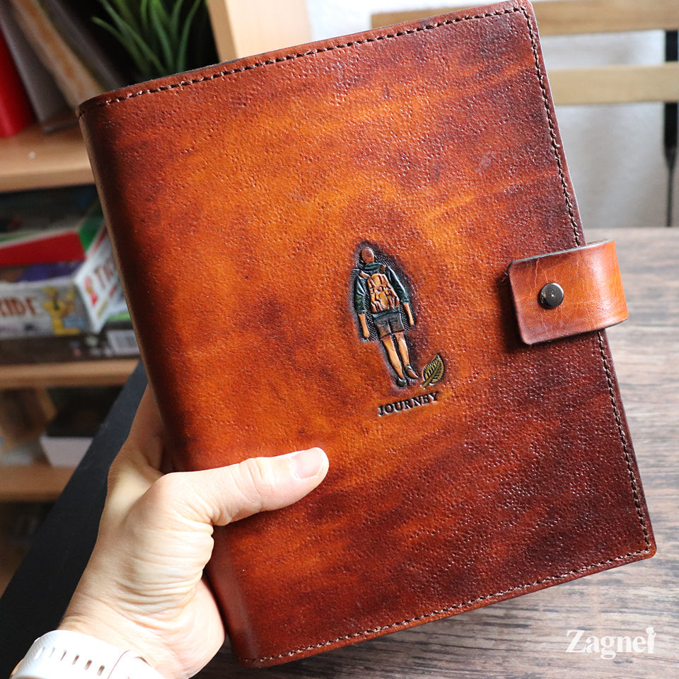 A5 size Carved Leather Binder