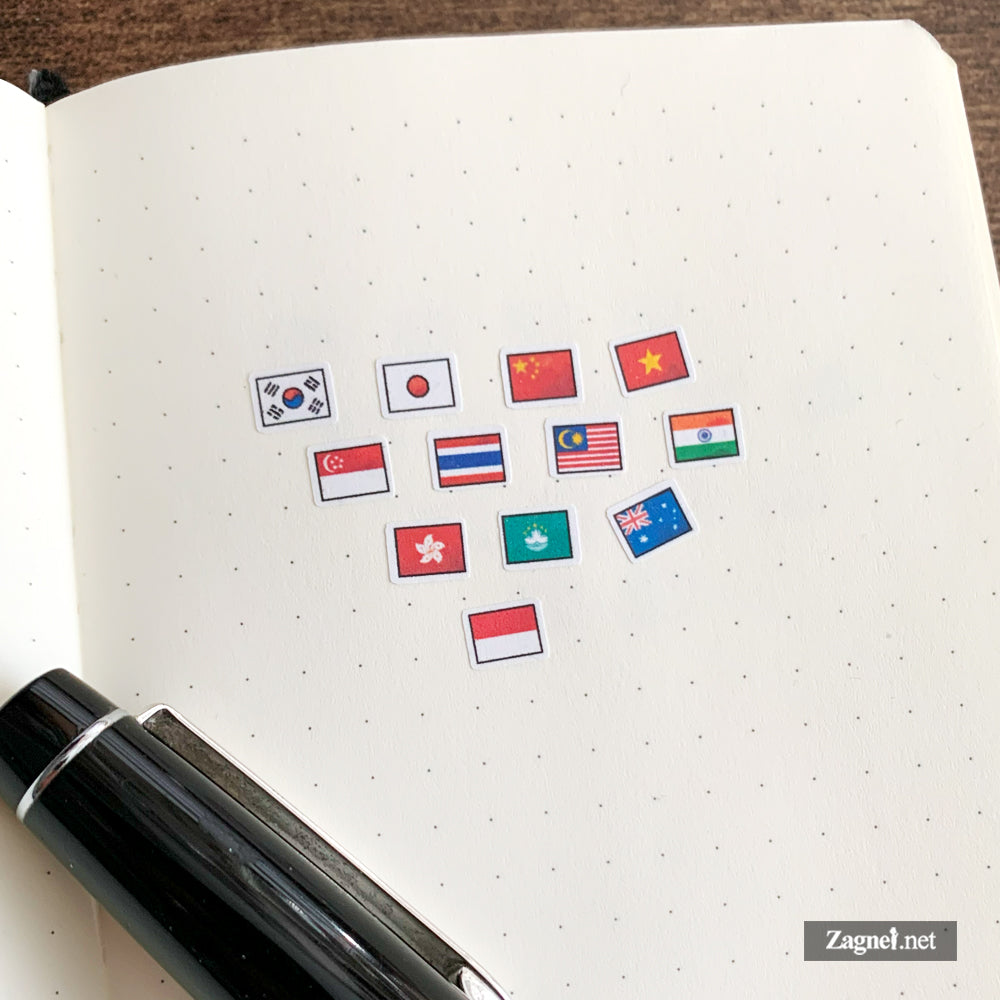 Tiny Asia and Oceania Mini Flag Stickers (0.6 cm) for Planner & Journal Decoration