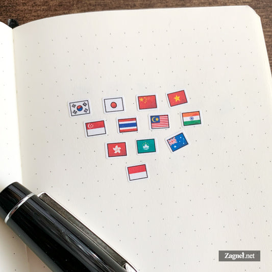 Tiny Asia and Oceania Mini Flag Stickers (0.6 cm) for Planner & Journal Decoration