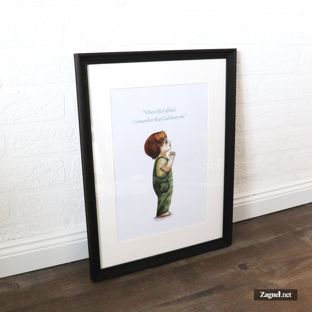 Christian Wall Art Digital Download – Little Boy Praying Watercolor