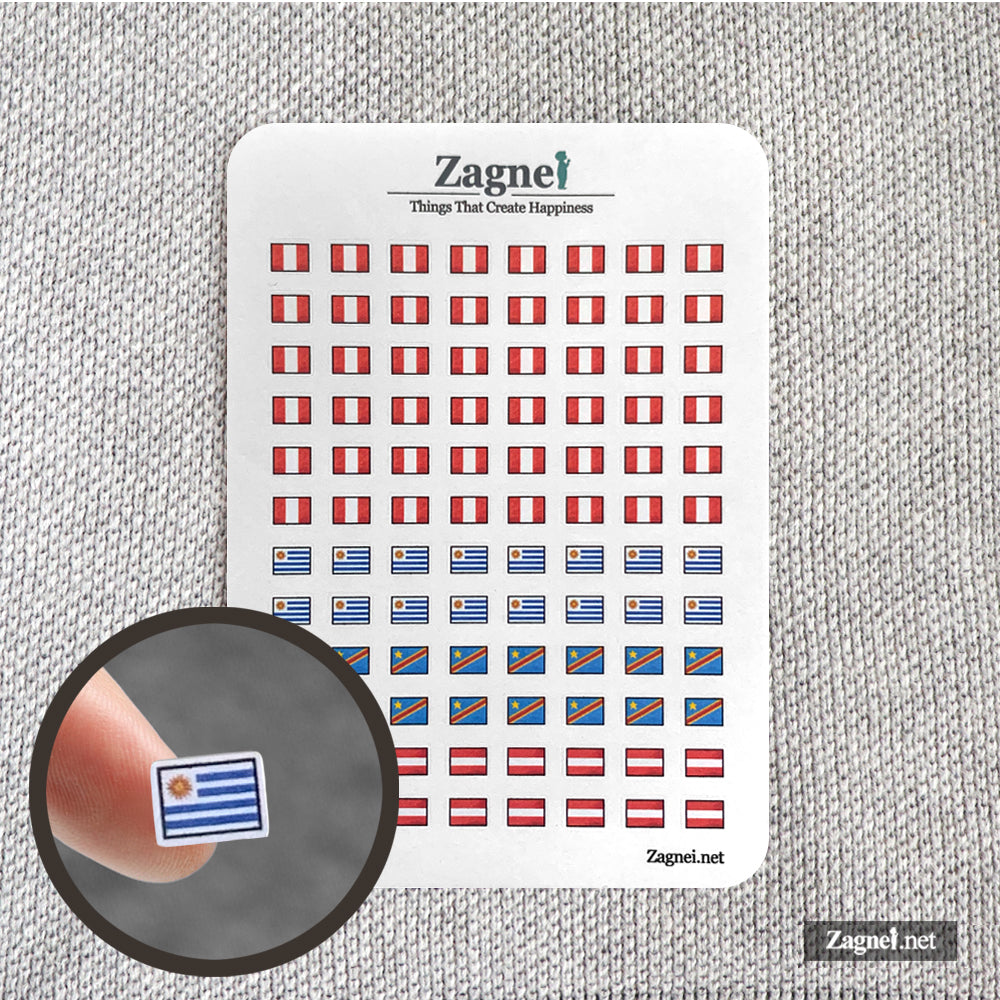 Custom_ mini World Flags Sticker Watercolor style 0.6cm | for Diary, Planner & Journal Decoration