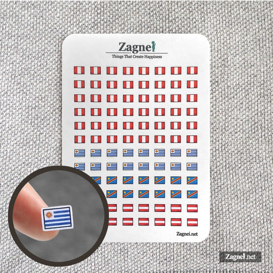 Custom_ mini World Flags Sticker Watercolor style 0.6cm | for Diary, Planner & Journal Decoration