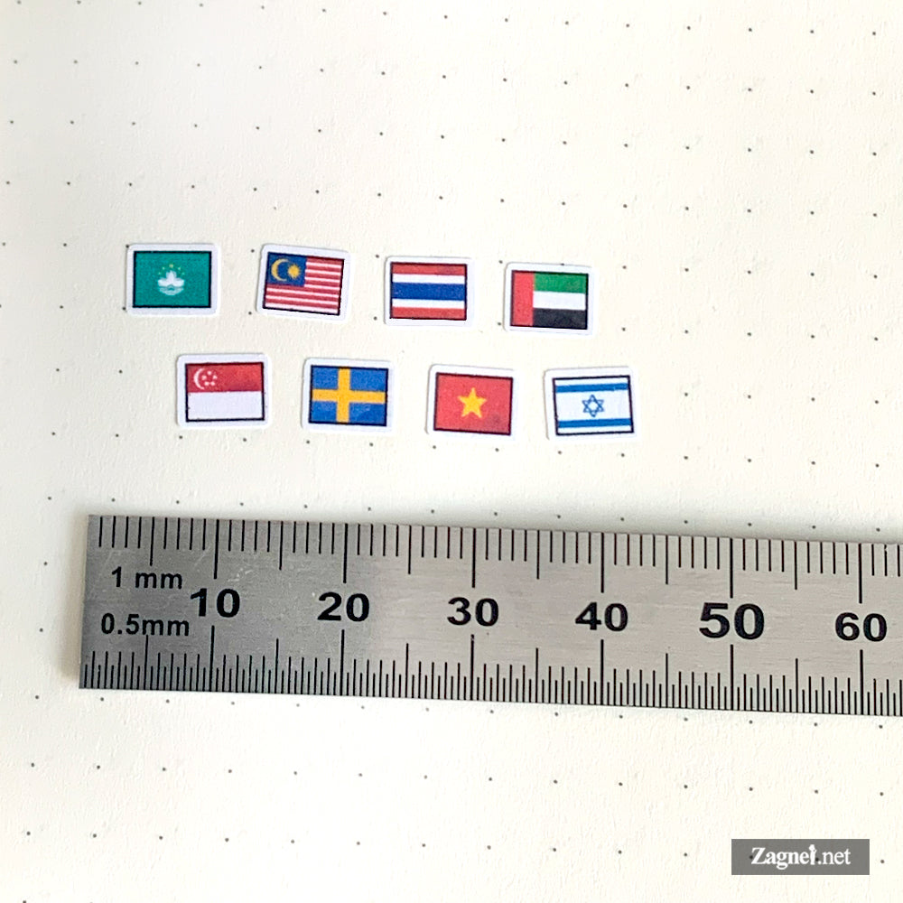 Custom_ mini World Flags Sticker Watercolor style 0.6cm | for Diary, Planner & Journal Decoration