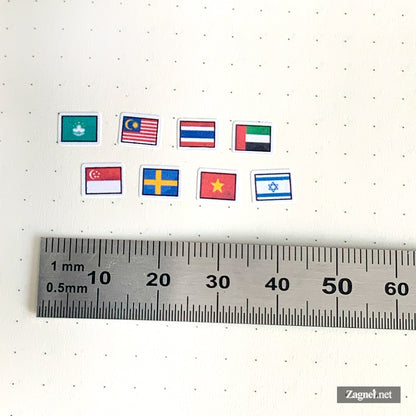 Custom_ mini World Flags Sticker Watercolor style 0.6cm | for Diary, Planner & Journal Decoration