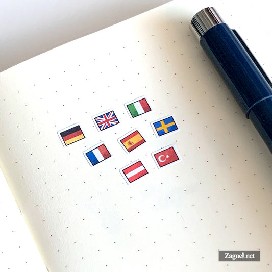 Tiny European flag stickers  watercolor-style 0.6cm | Perfect for Diary, Planner & Journal Decoration