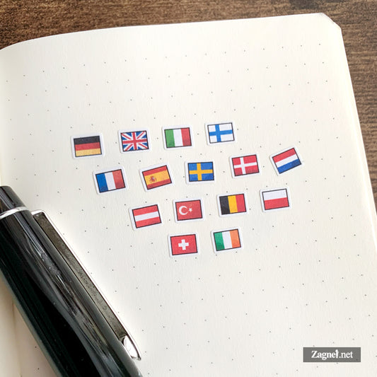 Tiny European flag stickers  watercolor-style 0.6cm | Perfect for Diary, Planner & Journal Decoration