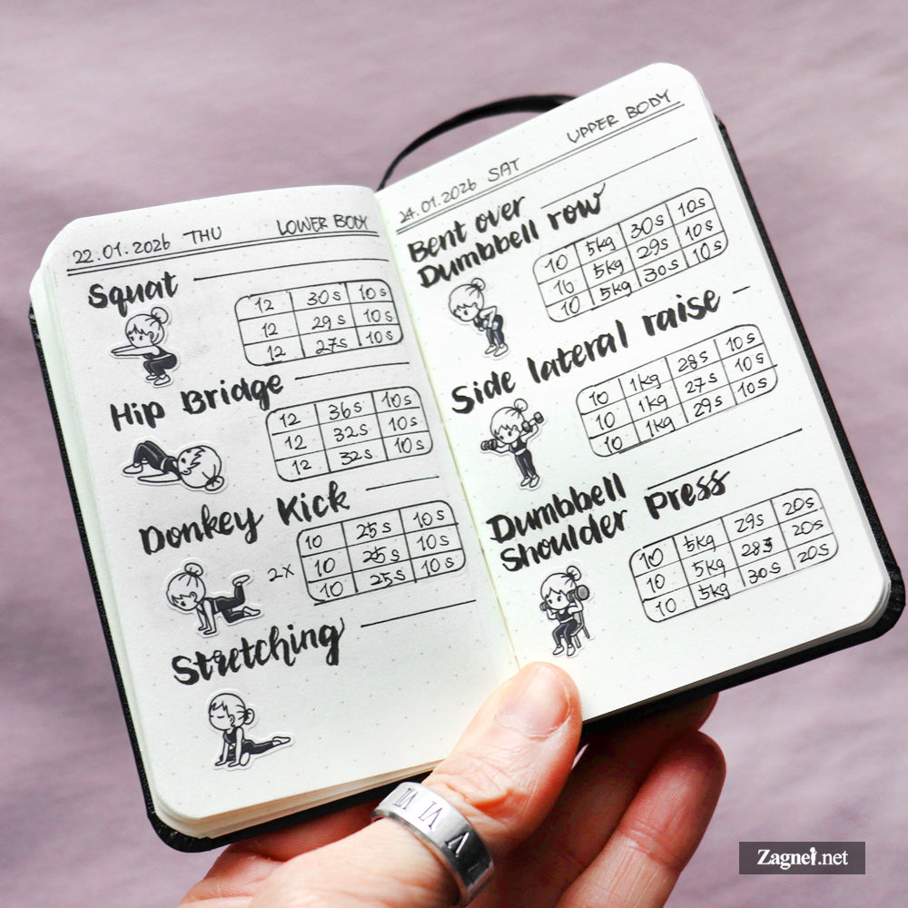 Full body Workout Planner Stickers for fitness Journal & Fitness Tracking