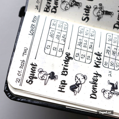 Full body Workout Planner Stickers for fitness Journal & Fitness Tracking