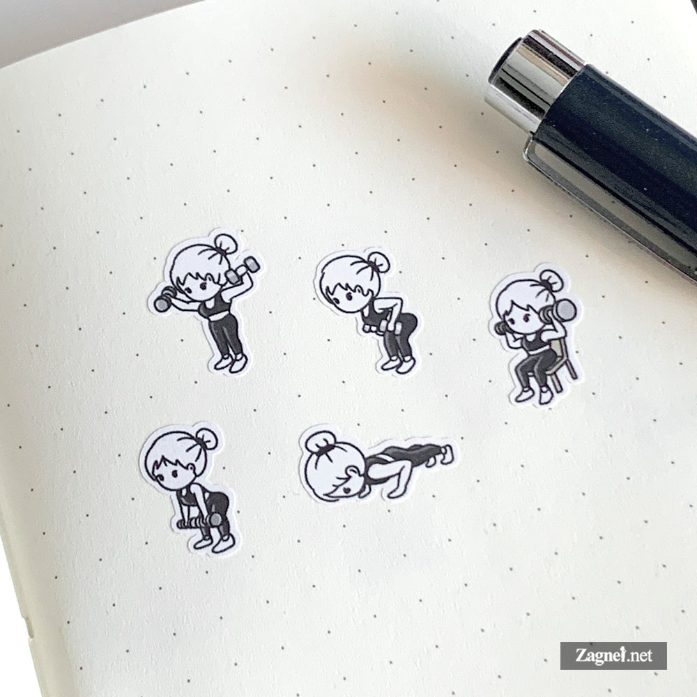 Upper Body Workout Stickers for fitness journal