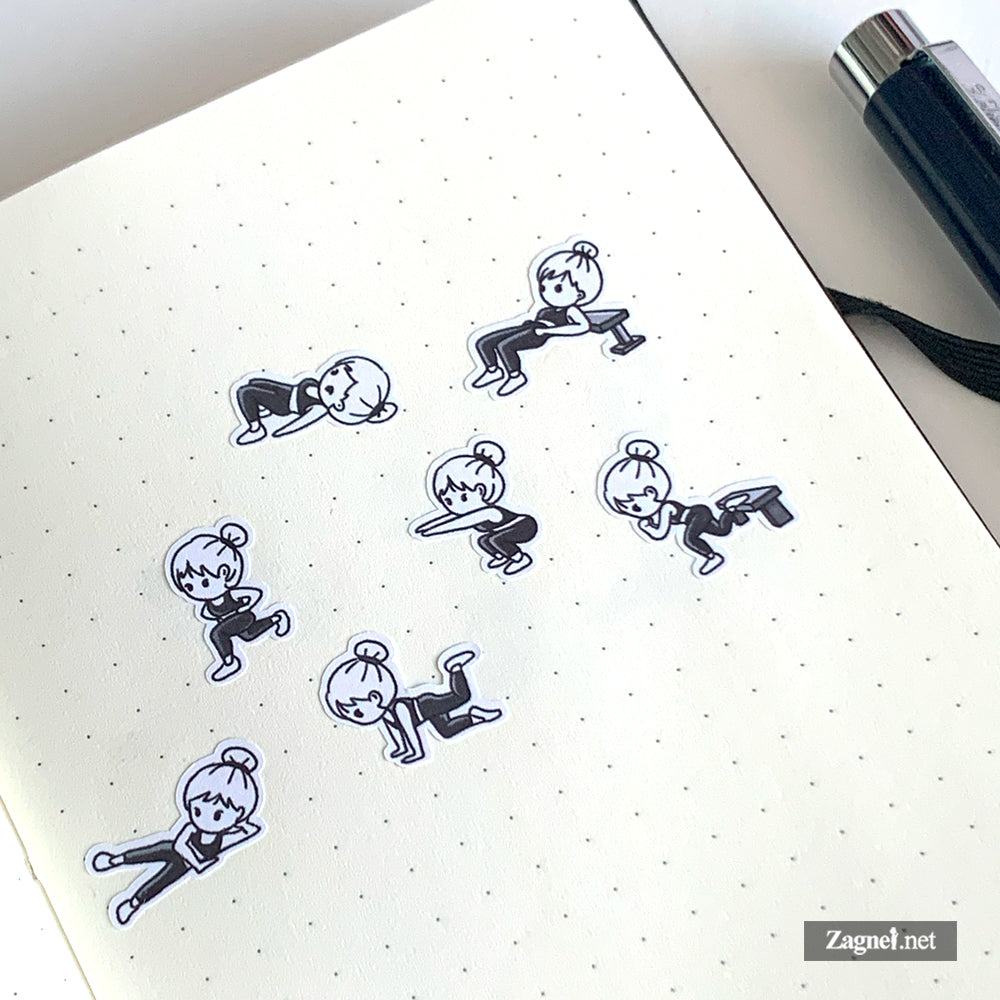 Unterkörper Workout Log Stickerbogen