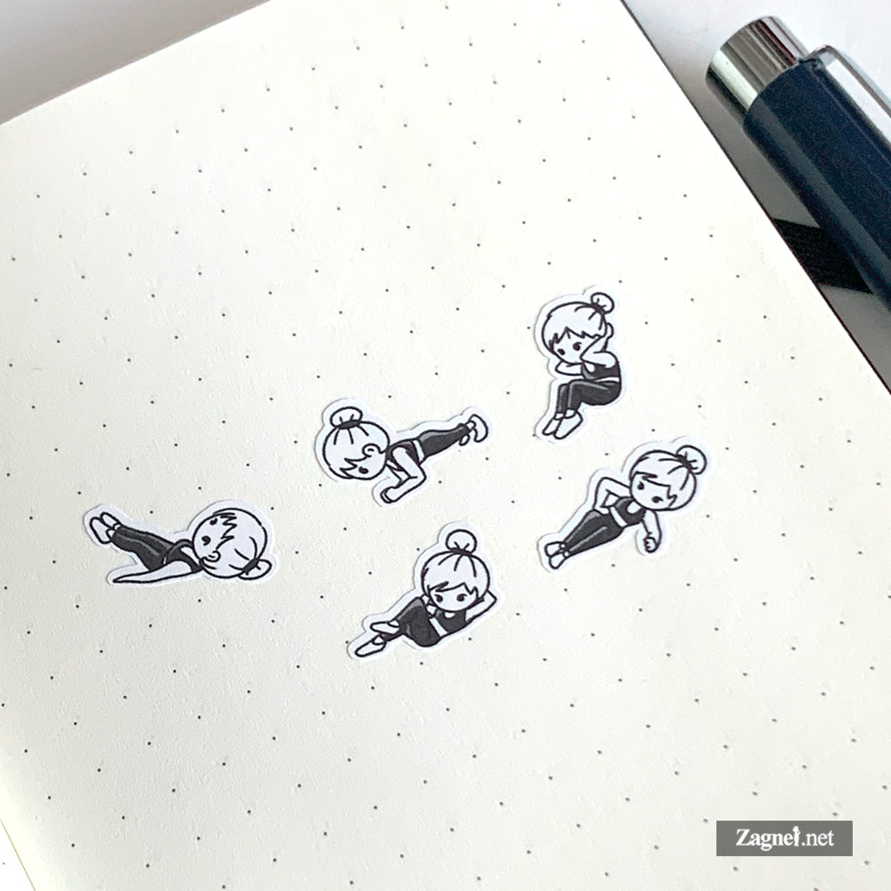 Core Workout Log Stickerbogen – Home-Workout-Planer-Sticker