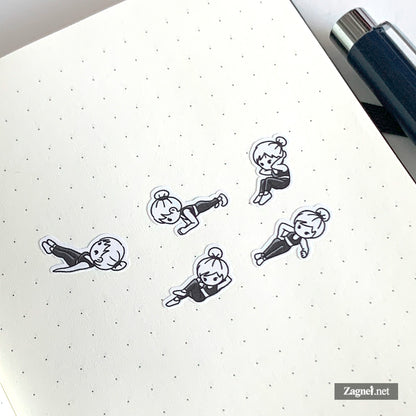 Core Workout Log Stickerbogen – Home-Workout-Planer-Sticker