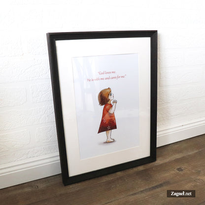 Christian Wall Art Digital Download – Little Girl Praying Watercolor