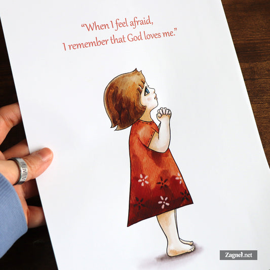 Christian Wall Art Digital Download – Little Girl Praying Watercolor