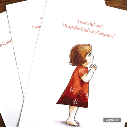 Christian Wall Art Digital Download – Little Girl Praying Watercolor