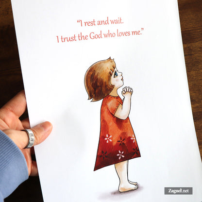 Christian Wall Art Digital Download – Little Girl Praying Watercolor