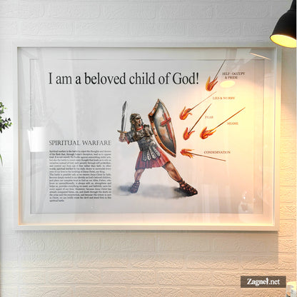 Christian Identity Wall Art | Spiritual Warfare | Beloved Child of God | Digital Download