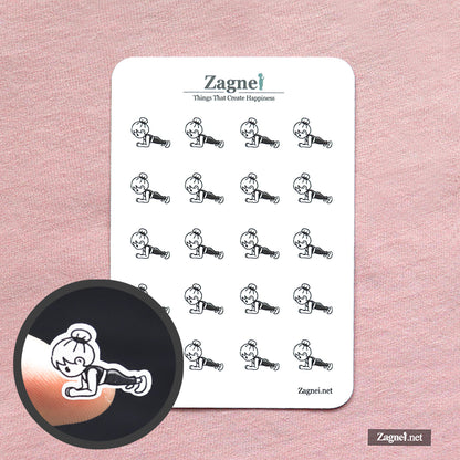 Core Workout Log Stickerbogen – Home-Workout-Planer-Sticker