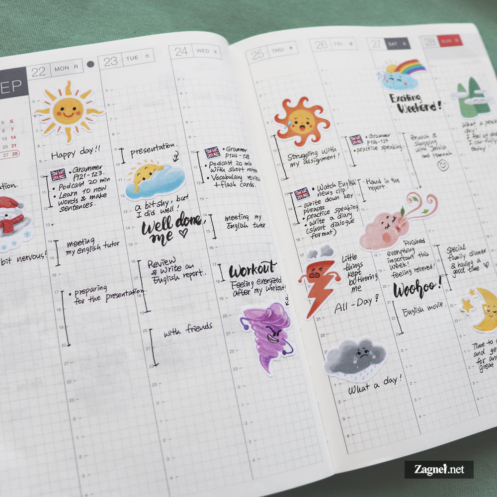Emotiweather – Weather & Mood Sticker Sheet for Journals & Planners