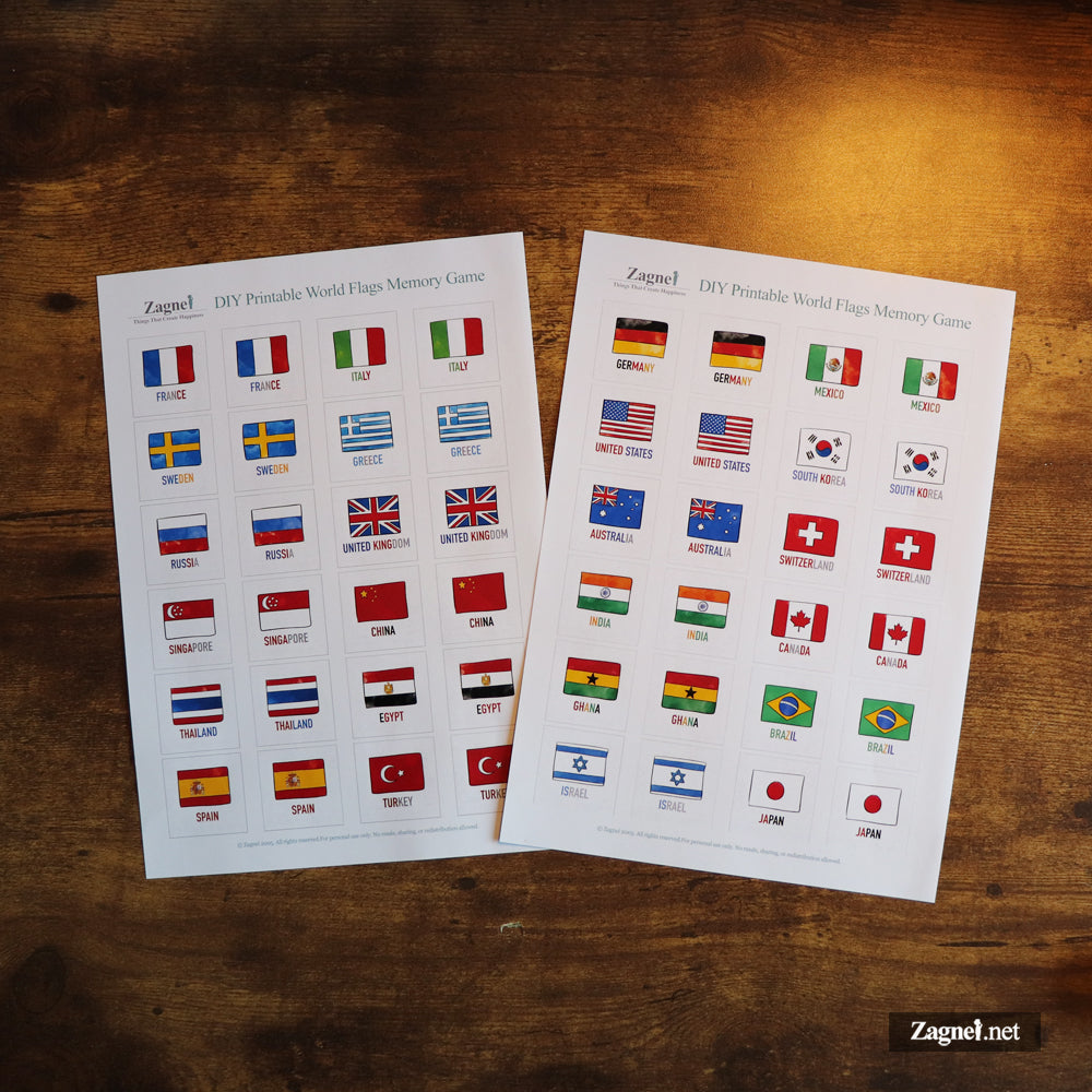 DIY World flags memory cards (Digital Download)